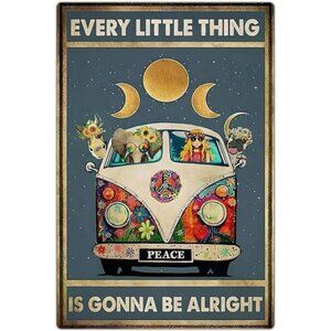Retro Hippie Decor Wall Art Poster - "Every Little Thing is Gonna Be Alright"